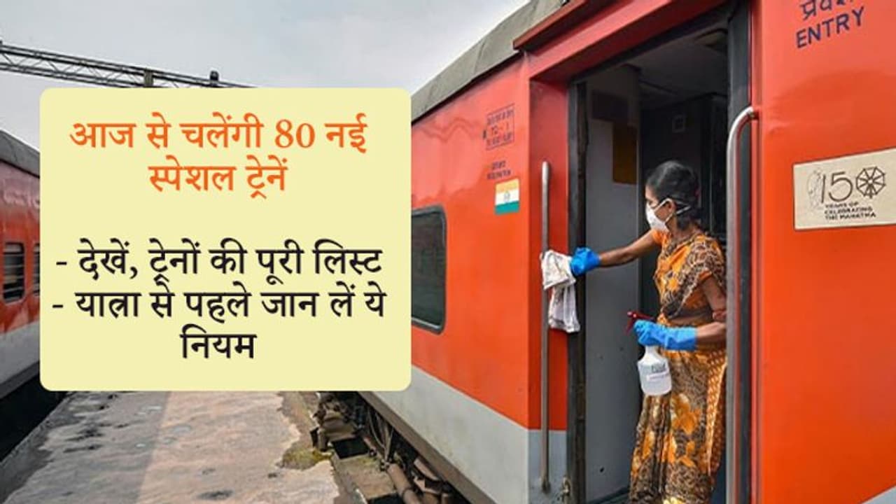 पटरी पर लौटती जिंदगी: आज से चलेंगी 80 नई स्पेशल ट्रेनें; यात्रा से पहले जान लें ये जरूरी नियम पटरी पर लौटती जिंदगी: आज से चलेंगी 80 नई स्पेशल ट्रेनें; यात्रा से पहले जान लें ये जरूरी नियम