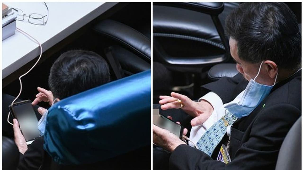 തായ് പാര്ലമെന്റില് ബഡ്ജറ്റ് അവതരണത്തിനിടെ നഗ്ന ചിത്രങ്ങള് കണ്ട് എംപി; വിവാദം തായ് പാര്ലമെന്റില് ബഡ്ജറ്റ് അവതരണത്തിനിടെ നഗ്ന ചിത്രങ്ങള് കണ്ട് എംപി; വിവാദം