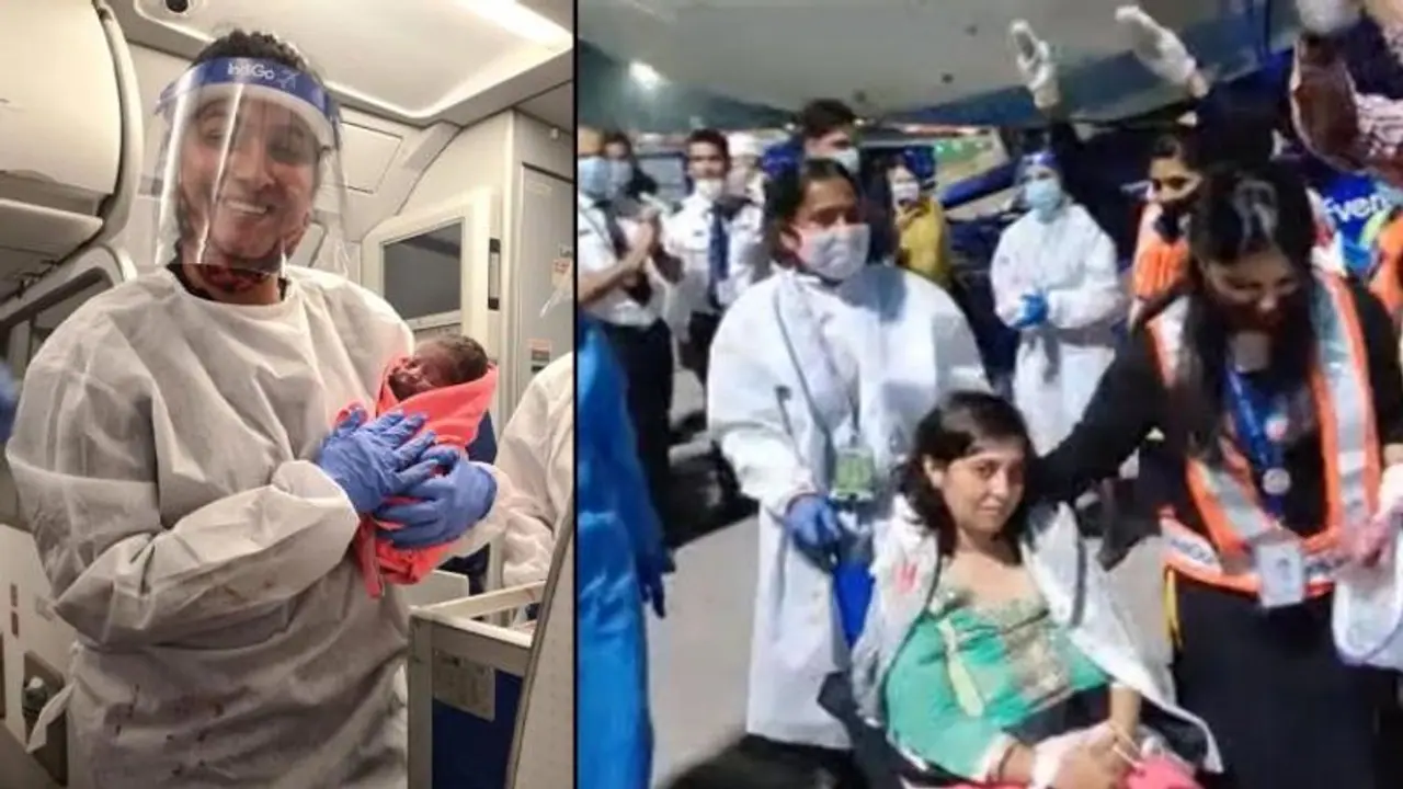 Woman gives birth to baby boy aboard flight travelling from Delhi to Bengaluru Woman gives birth to baby boy aboard flight travelling from Delhi to Bengaluru