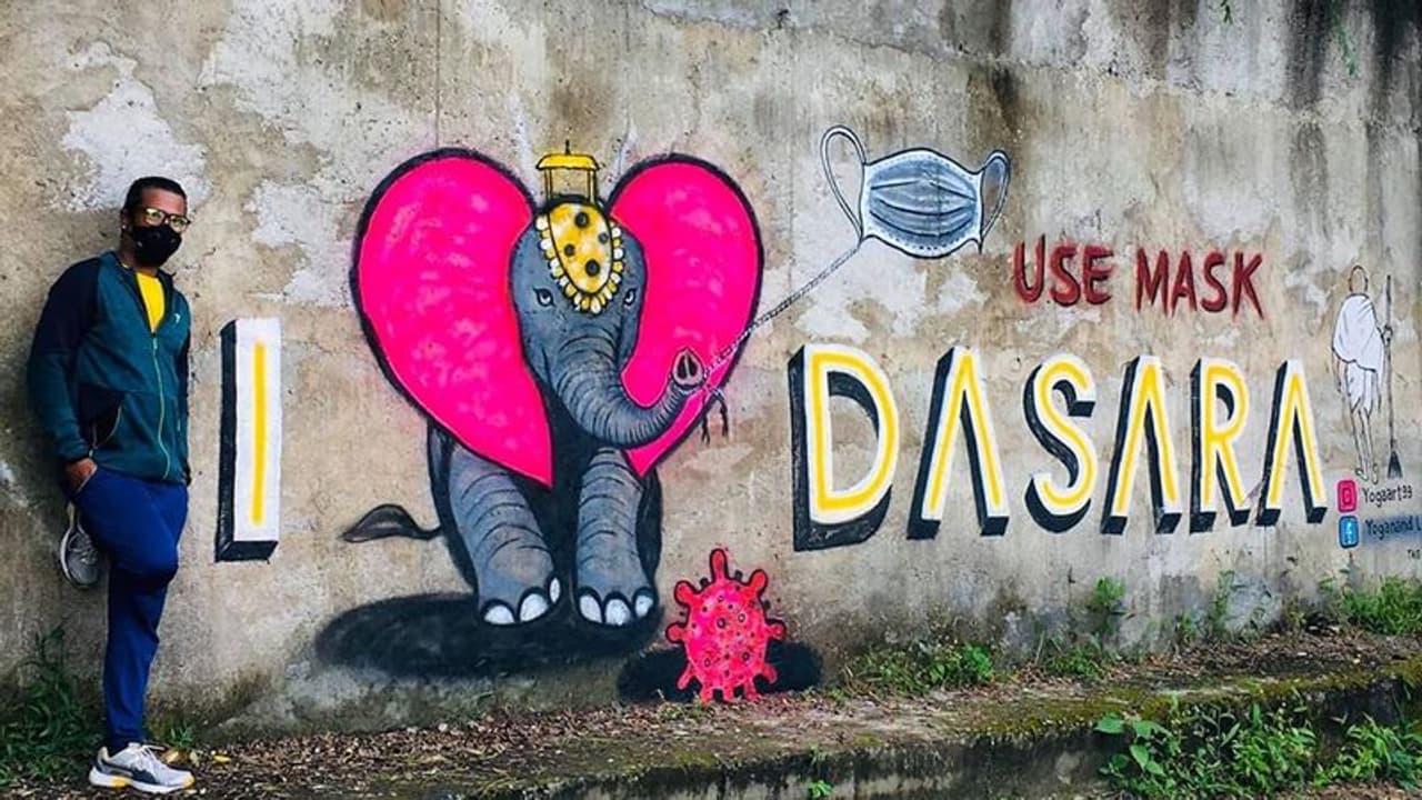 Mysuru Dasara: COVID 19 awareness created through lights and street art Mysuru Dasara: COVID 19 awareness created through lights and street art