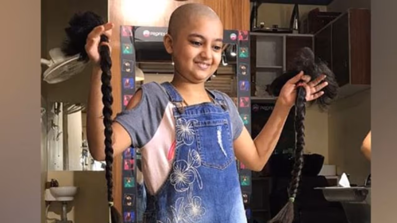 Maturity way beyond her years: 10 yr old child artist gets head tonsured for cancer patients