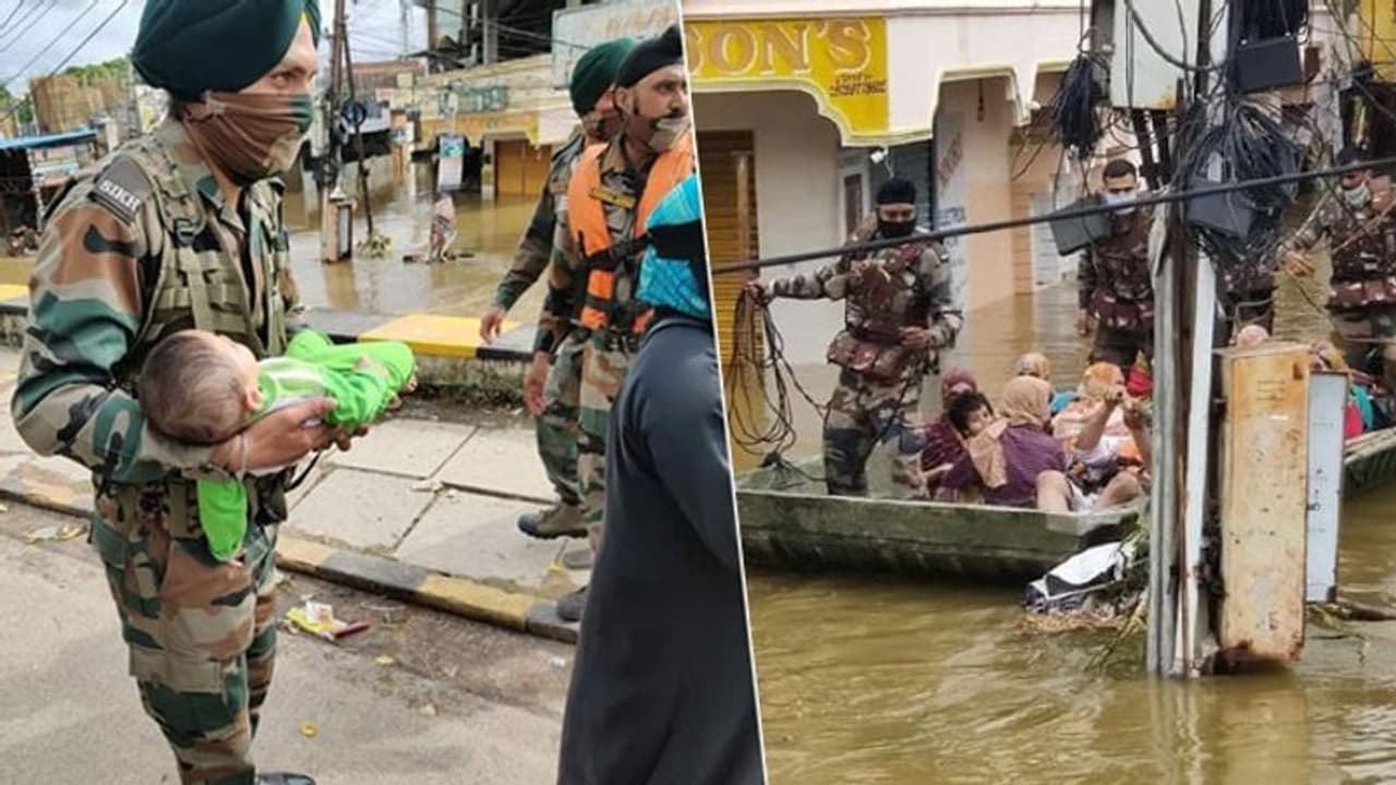 বানভাসি হায়দরাবাদে উদ্ধার হওয়া শিশু কোলে ভারতীয় জওয়ান, সম্পূর্ণ অন্যরূপে ভারতীয় সেনা বানভাসি হায়দরাবাদে উদ্ধার হওয়া শিশু কোলে ভারতীয় জওয়ান, সম্পূর্ণ অন্যরূপে ভারতীয় সেনা