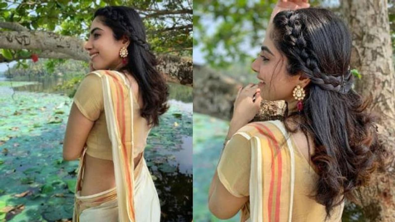 കേരളാ സാരിയില്‍ മനോഹരിയായി അമേയ മാത്യു