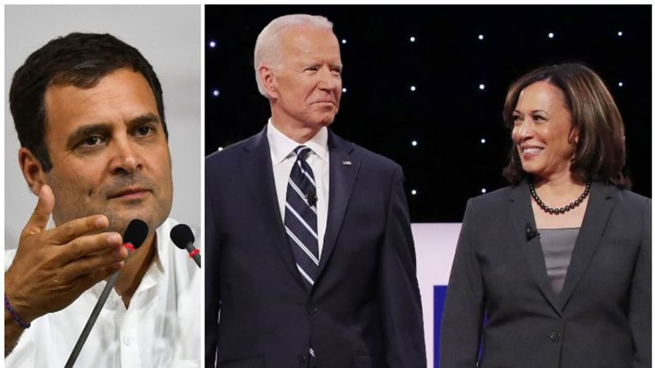 ബൈഡനും കമലാ ഹാരിസിനും അഭിനന്ദനം അറിയിച്ച് രാഹുല് ഗാന്ധി ബൈഡനും കമലാ ഹാരിസിനും അഭിനന്ദനം അറിയിച്ച് രാഹുല് ഗാന്ധി