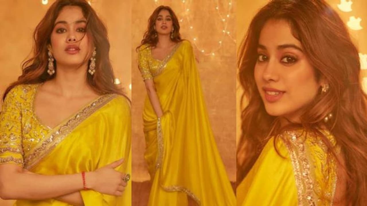 മഞ്ഞ സാരിയില്‍ 'ട്രഡീഷനല്‍' ലുക്കില്‍ ജാന്‍വി കപൂര്‍