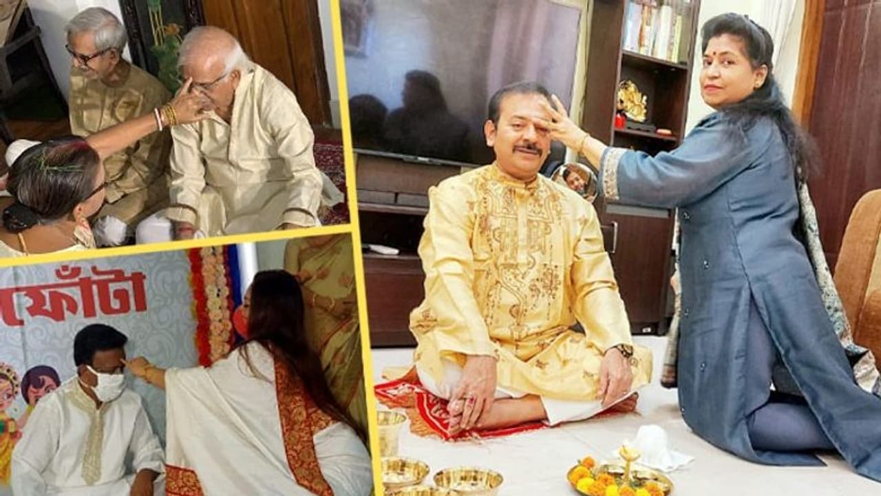 ভাইফোঁটা নিলেন রাজ্যের ৩ মন্ত্রী, ধুতি পাঞ্জাবি পরে খোশ মেজাজে ফিরহাদ শোভন অরূপ ভাইফোঁটা নিলেন রাজ্যের ৩ মন্ত্রী, ধুতি পাঞ্জাবি পরে খোশ মেজাজে ফিরহাদ শোভন অরূপ