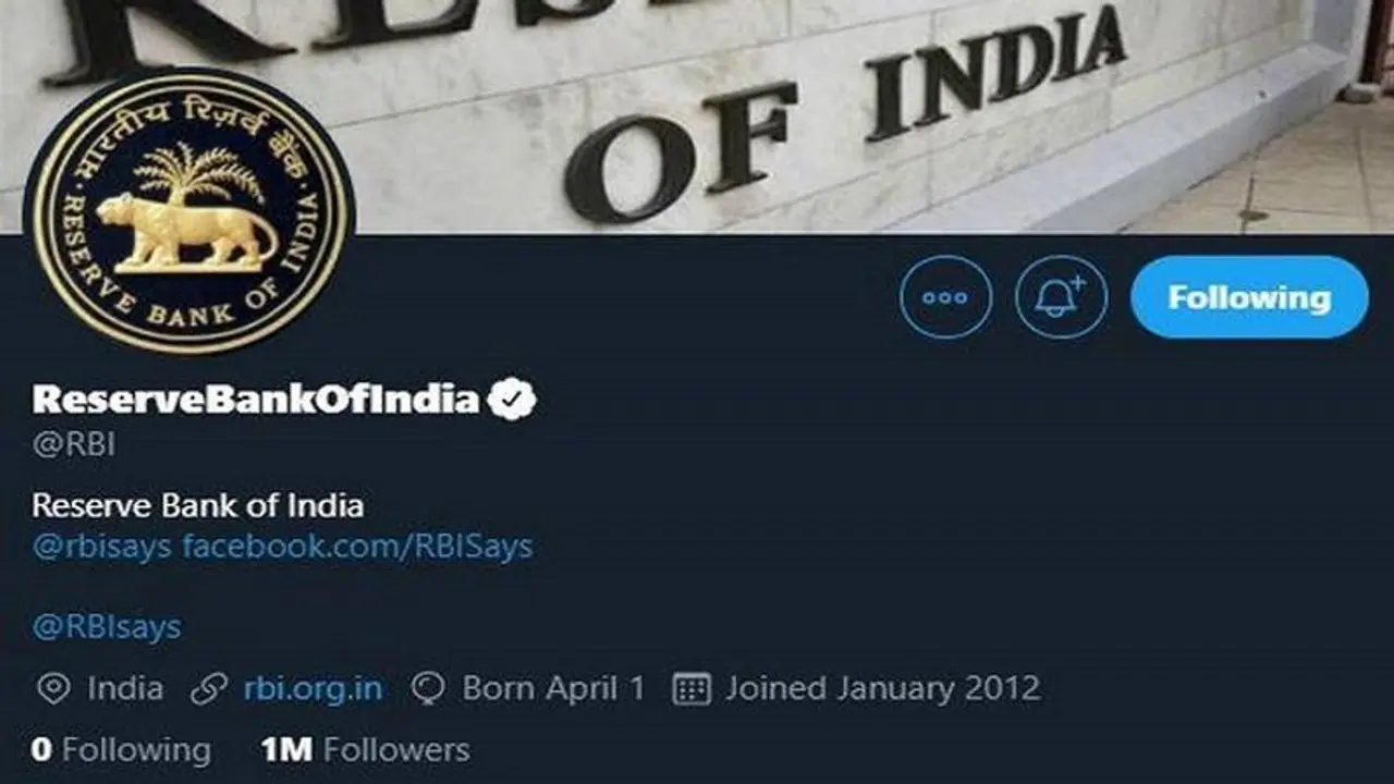 RBI ने बनाया वर्ल्ड रिकॉर्ड, ट्विटर पर 10 लाख से भी ज्यादा हुए फॉलोअर्स RBI ने बनाया वर्ल्ड रिकॉर्ड, ट्विटर पर 10 लाख से भी ज्यादा हुए फॉलोअर्स