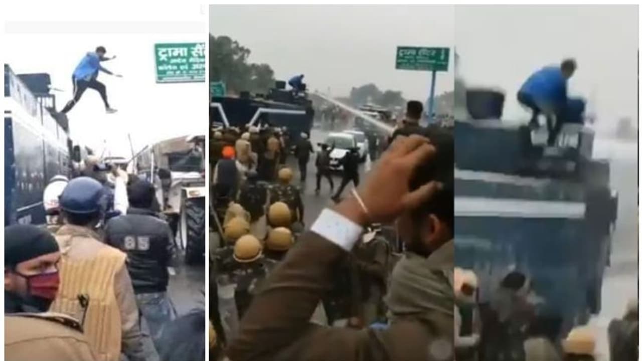 കര്ഷകര്ക്കെതിരായ ജലപീരങ്കി ഓഫ് ചെയ്ത് യുവാവ്; താരമായി ബിരുദ വിദ്യാര്ഥി കര്ഷകര്ക്കെതിരായ ജലപീരങ്കി ഓഫ് ചെയ്ത് യുവാവ്; താരമായി ബിരുദ വിദ്യാര്ഥി