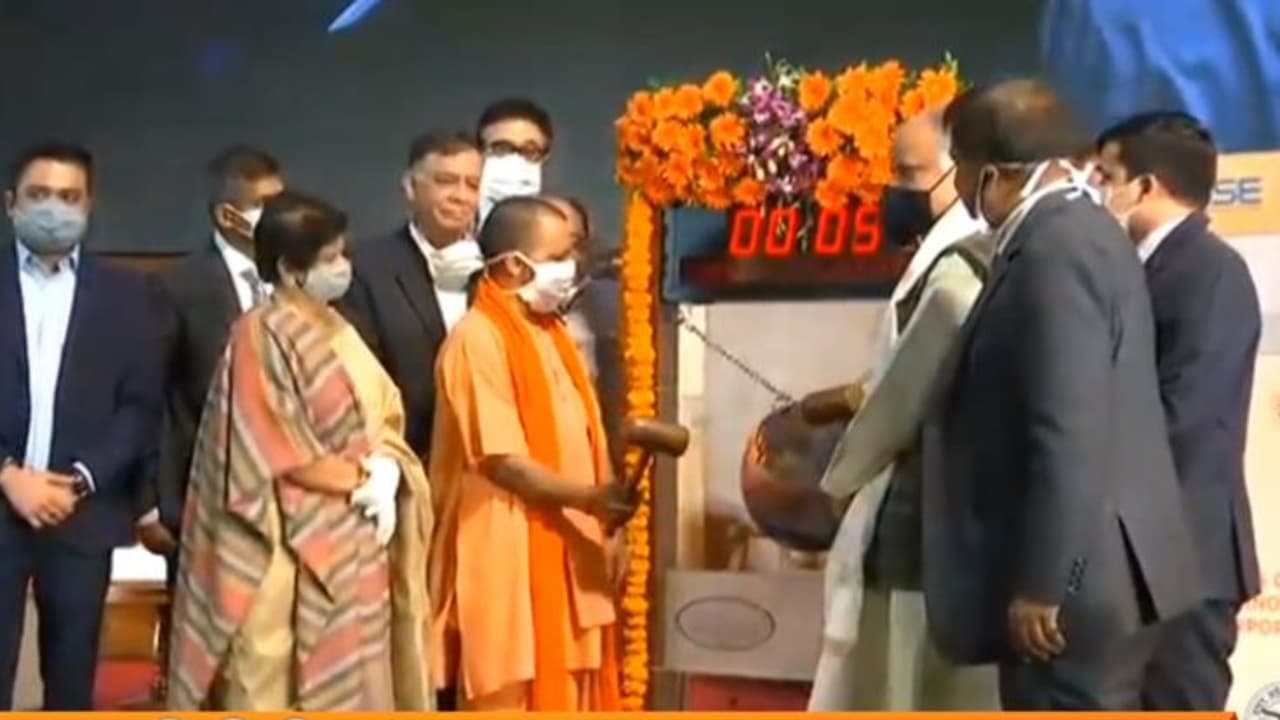 Uttar Pradesh CM rings bell at BSE for listing Lucknow Municipal Corporation bonds