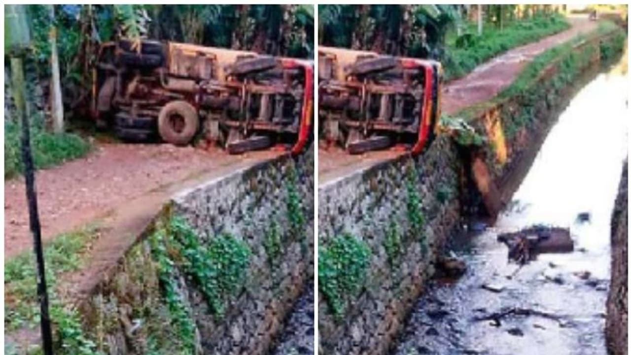 കക്കൂസ് മാലിന്യം തോട്ടിലിടാനെത്തി, ലോറിക്ക് കിട്ടിയത് മുട്ടന്പണി! കക്കൂസ് മാലിന്യം തോട്ടിലിടാനെത്തി, ലോറിക്ക് കിട്ടിയത് മുട്ടന്പണി!