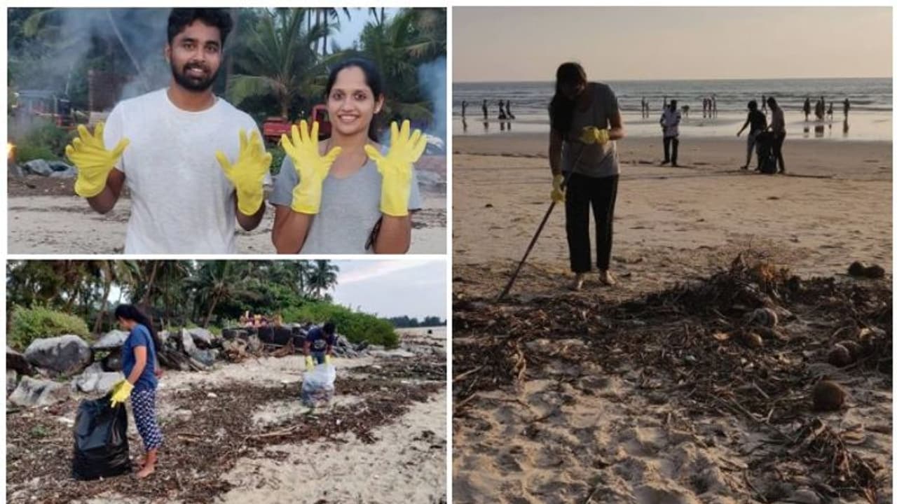 ഹണിമൂണ്‍ വേണ്ടെന്ന് വച്ച് കടല്‍ത്തീരം വൃത്തിയാക്കാനിറങ്ങിയ ദമ്പതികള്‍