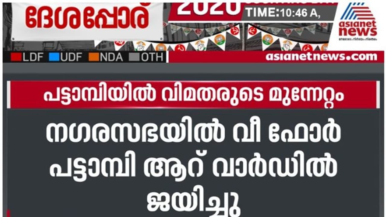 പട്ടാമ്പി ആര് ഭരിക്കും? കോൺഗ്രസ് വിമതർ തീരുമാനിക്കും; വീ ഫോർ പട്ടാമ്പിക്ക് 6 സീറ്റ് പട്ടാമ്പി ആര് ഭരിക്കും? കോൺഗ്രസ് വിമതർ തീരുമാനിക്കും; വീ ഫോർ പട്ടാമ്പിക്ക് 6 സീറ്റ്