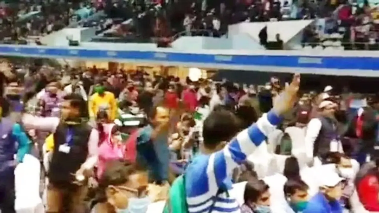 Contractual labourers stage protest at Netaji Indoor Stadium