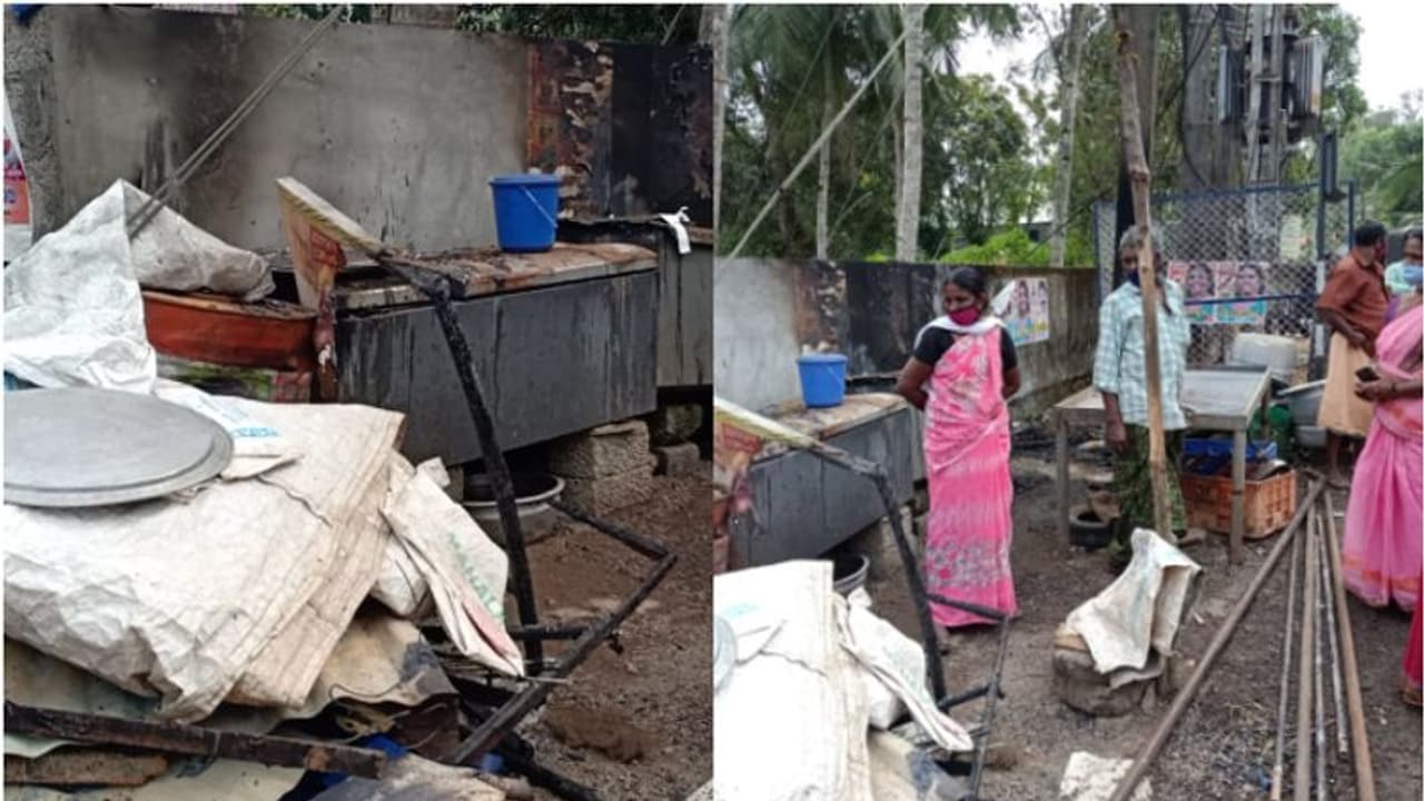 പുതുവത്സര രാത്രിയിൽ വഴിയോരത്തെ മീന്‍കട സാമൂഹ്യ വിരുദ്ധർ തീയിട്ടു നശിപ്പിച്ചു