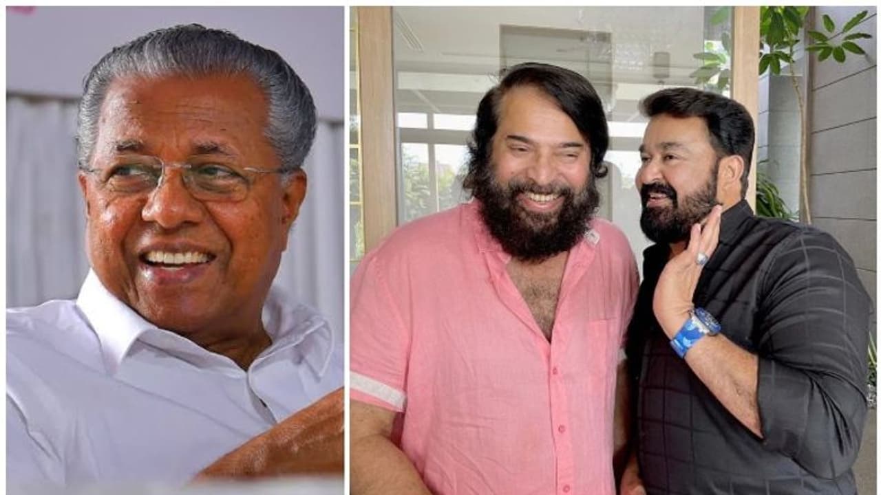 പിണറായി വിജയന് സ്നേഹാദരങ്ങളുമായി മമ്മൂട്ടിയും മോഹന്ലാലും പിണറായി വിജയന് സ്നേഹാദരങ്ങളുമായി മമ്മൂട്ടിയും മോഹന്ലാലും