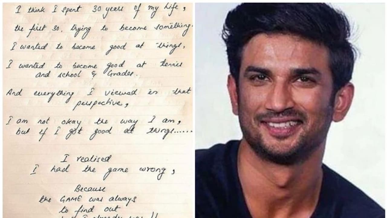 'സ്വയം എന്തെന്നു കണ്ടെത്താനുള്ളതായിരുന്നു എല്ലാം', സുശാന്ത് സിംഗിന്റെ കത്ത്