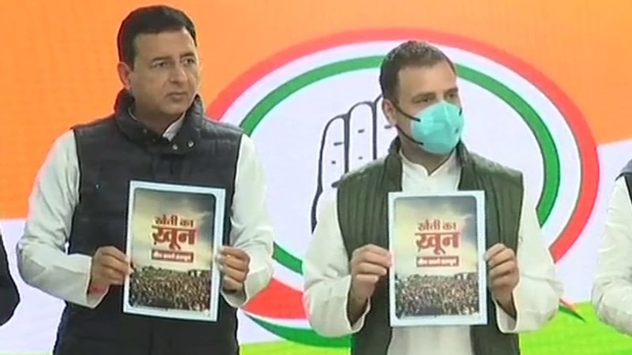 'खेती का खून तीन काले कानून' नाम से कांग्रेस ने जारी किया बुकलेट, राहुल ने कहा देश के चार पांच नए मालिक 'खेती का खून तीन काले कानून' नाम से कांग्रेस ने जारी किया बुकलेट, राहुल ने कहा देश के चार पांच नए मालिक
