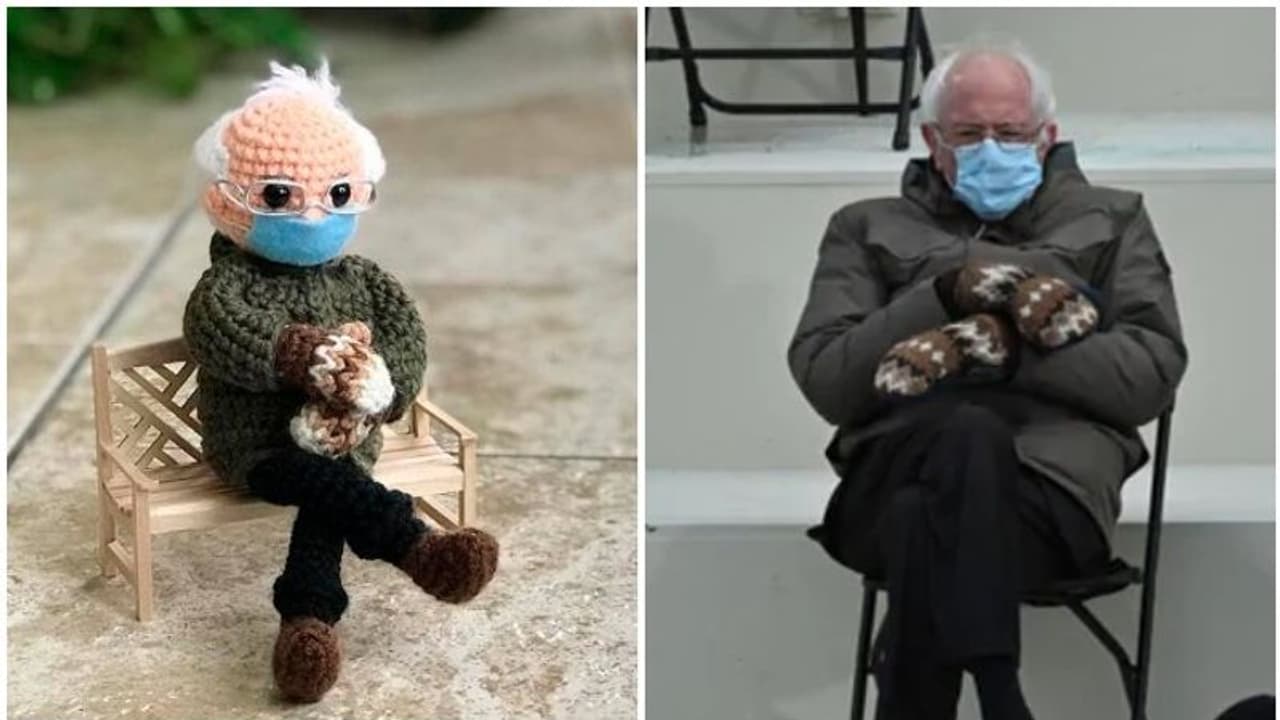 ബെർണി സാൻഡേഴ്സിന്റെ വൈറൽ ചിത്രം പാവയാക്കി, വില 14 ലക്ഷം രൂപ