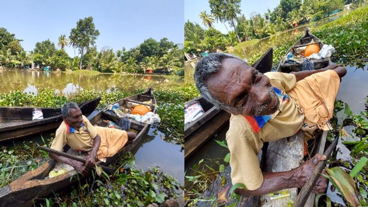 പതിവുപോലെ ഇന്നും വേമ്പനാട്ട് കായലിലെ പ്ലാസ്റ്റിക് പെറുക്കാനിറങ്ങി; പ്രധാനമന്ത്രിയുടെ പ്രശംസ നേടി രാജപ്പന്‍