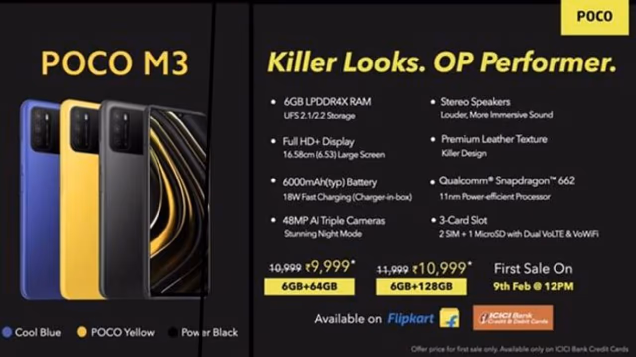 Poco M3 launched in India, priced at Rs 10,999 Poco M3 launched in India, priced at Rs 10,999