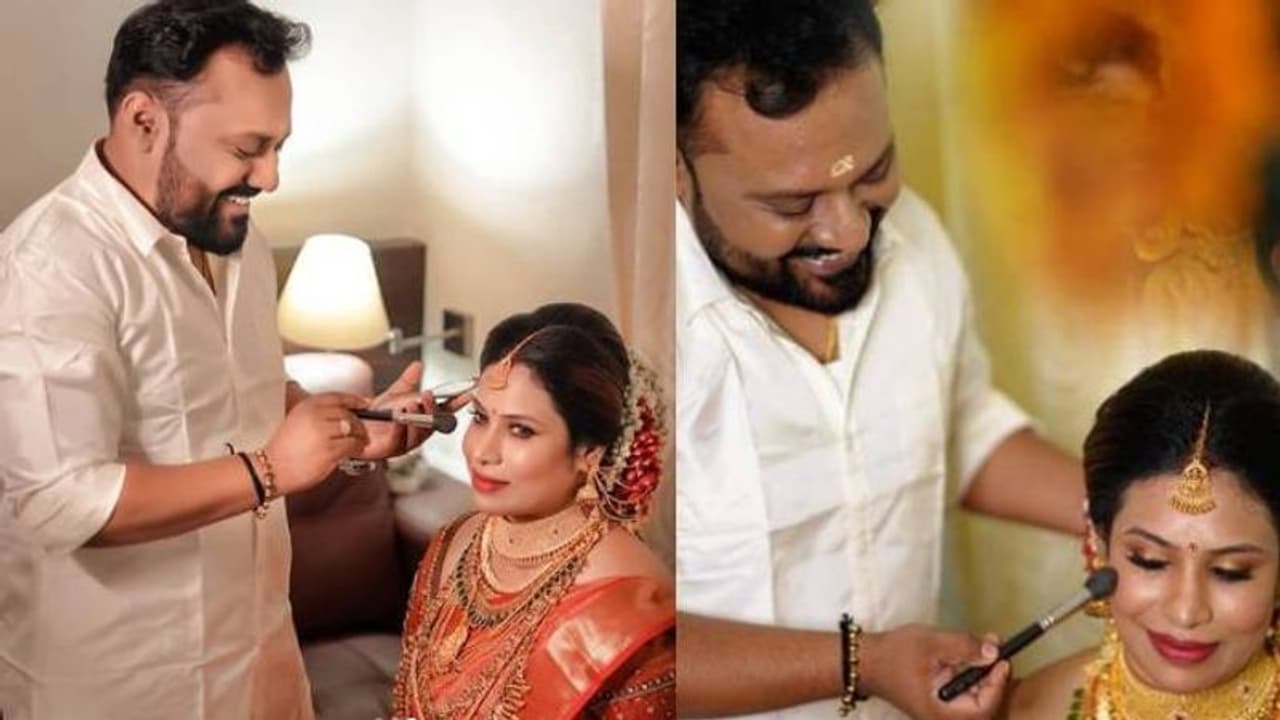 വിവാഹ ദിവസം വധുവിന് മേക്കപ്പിട്ട് വരൻ; വൈറലായി വീഡിയോ... വിവാഹ ദിവസം വധുവിന് മേക്കപ്പിട്ട് വരൻ; വൈറലായി വീഡിയോ...