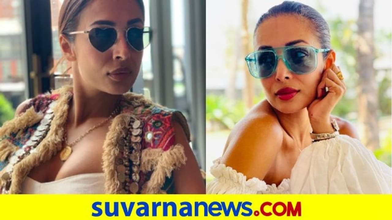 ನೀಲಿ ಬಣ್ಣದ ಗಾಗಲ್ಸ್‌ನಲ್ಲಿ ಮಲೈಕಾ ಸ್ಟೈಲಿಷ್ ಲುಕ್