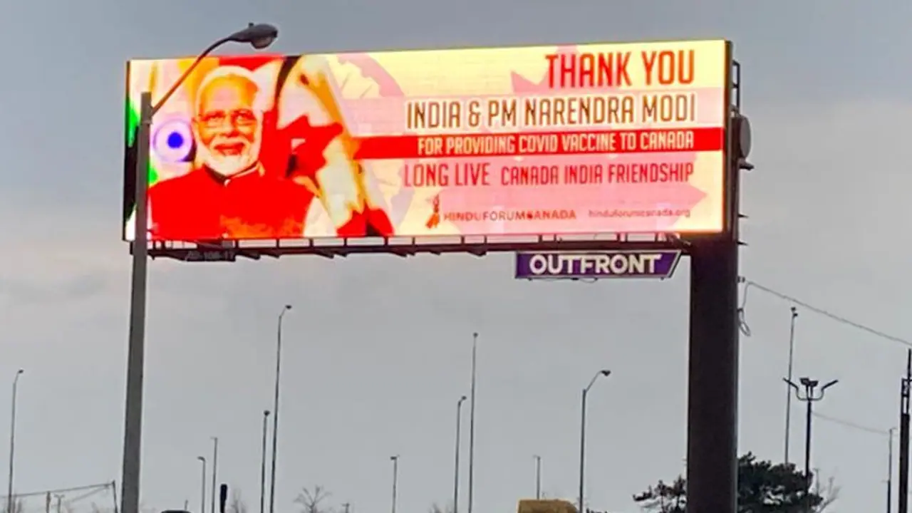 Billboards thanking PM Modi for vaccines surface in Toronto