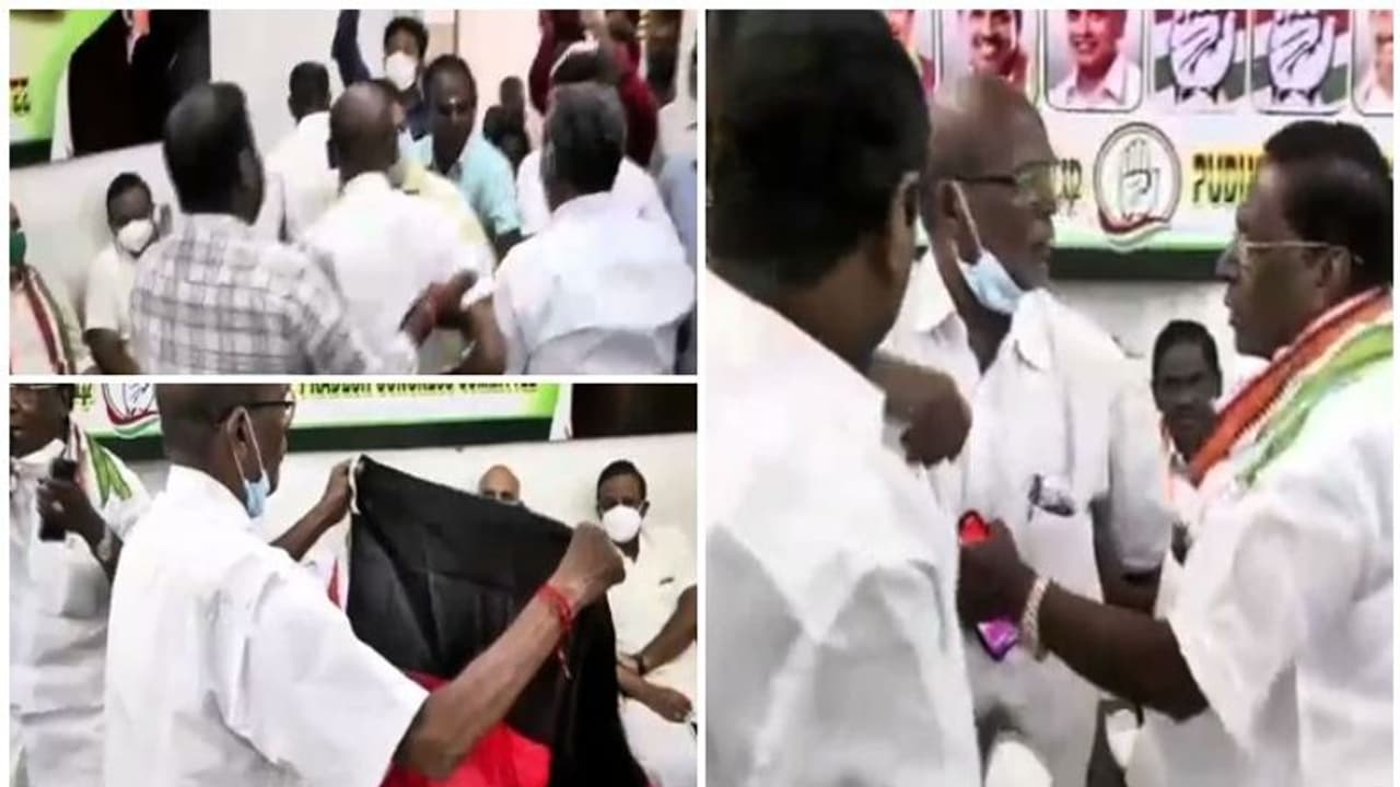 കോൺഗ്രസ് തെരഞ്ഞെടുപ്പ് കമ്മിറ്റിയോഗത്തില് ഡിഎംകെ പതാക വീശി എംഎൽഎ; തമ്മിലടി, കയ്യാങ്കളി കോൺഗ്രസ് തെരഞ്ഞെടുപ്പ് കമ്മിറ്റിയോഗത്തില് ഡിഎംകെ പതാക വീശി എംഎൽഎ; തമ്മിലടി, കയ്യാങ്കളി