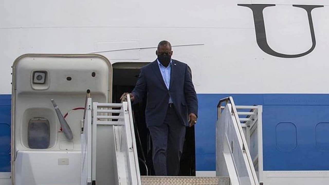 US Defence Secretary Lloyd Austin arrives in New Delhi