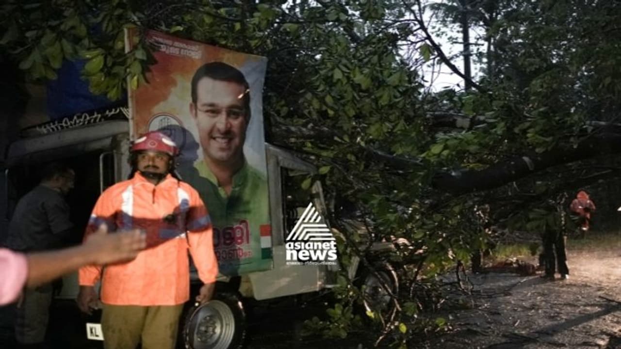 പ്രചാരണത്തിനിടെ അപകടം; റോജി എം ജോണിന്റെ പര്യടന വാഹനങ്ങള്ക്ക് മീതെ പോസ്റ്റും മരവും വീണു പ്രചാരണത്തിനിടെ അപകടം; റോജി എം ജോണിന്റെ പര്യടന വാഹനങ്ങള്ക്ക് മീതെ പോസ്റ്റും മരവും വീണു
