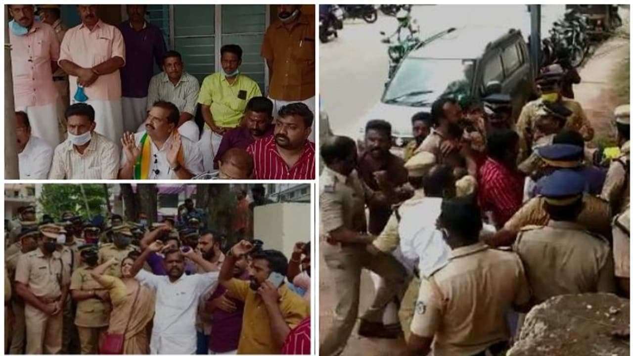 കാട്ടാക്കടയിൽ ഡിവൈഎസ്പി ഓഫീസ് ഉപരോധിച്ച് ബിജെപി സ്ഥാനാർത്ഥി; പ്രവർത്തകരും പൊലീസും തമ്മിൽ ഉന്തും തള്ളും കാട്ടാക്കടയിൽ ഡിവൈഎസ്പി ഓഫീസ് ഉപരോധിച്ച് ബിജെപി സ്ഥാനാർത്ഥി; പ്രവർത്തകരും പൊലീസും തമ്മിൽ ഉന്തും തള്ളും