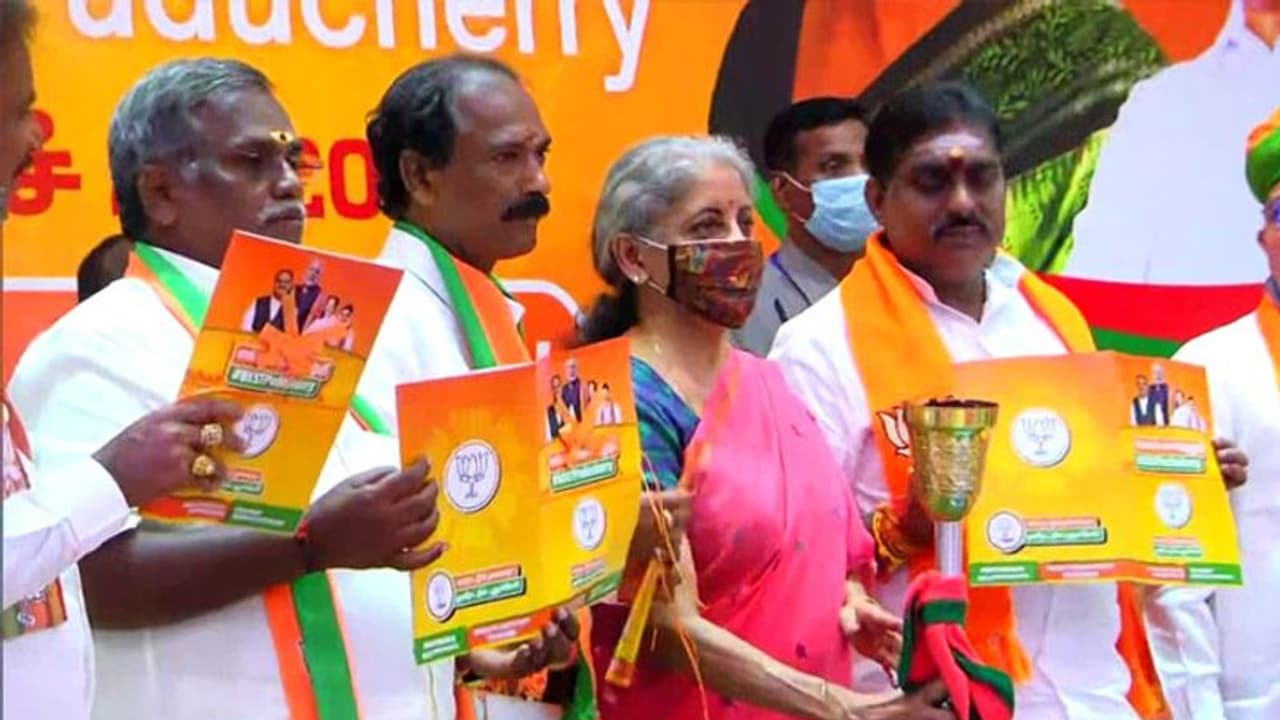 Nirmala Sitharaman releases BJP manifesto for Puducherry elections