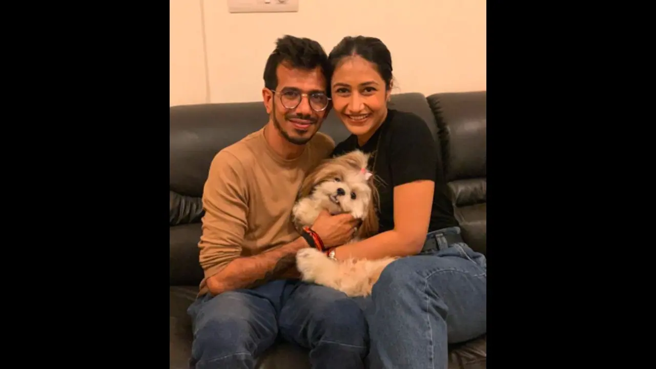 Yuzvendra Chahal's wife Dhanashree Verma cuddles with her furry friends Yuzvendra Chahal's wife Dhanashree Verma cuddles with her furry friends
