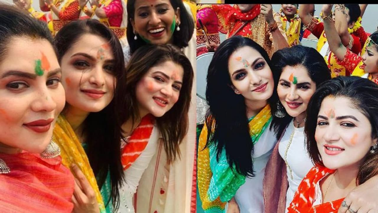 মদন মিত্রের সাথে দোল উৎসবে মাতলেন বিজেপির তিন সুন্দরী নায়িকা পায়েল, শ্রাবন্তী, তনুশ্রী