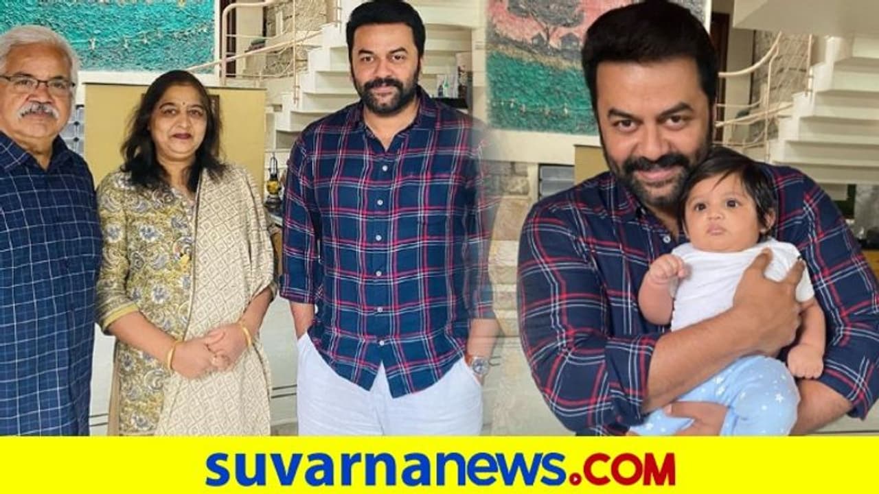 ಮೇಘನಾರನ್ನು ಭೇಟಿಯಾದ ಇಂದ್ರಜಿತ್..! ಜೂ.ಚಿರುವನ್ನು ಮುದ್ದು ಮಾಡಿದ ಮಾಲಿವುಡ್ ನಟ