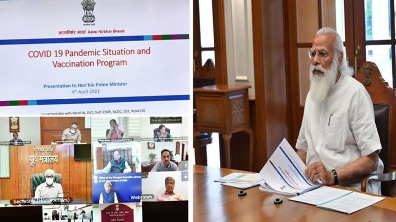 PM Modi chairs high level meet to review COVID situation as cases surge PM Modi chairs high level meet to review COVID situation as cases surge