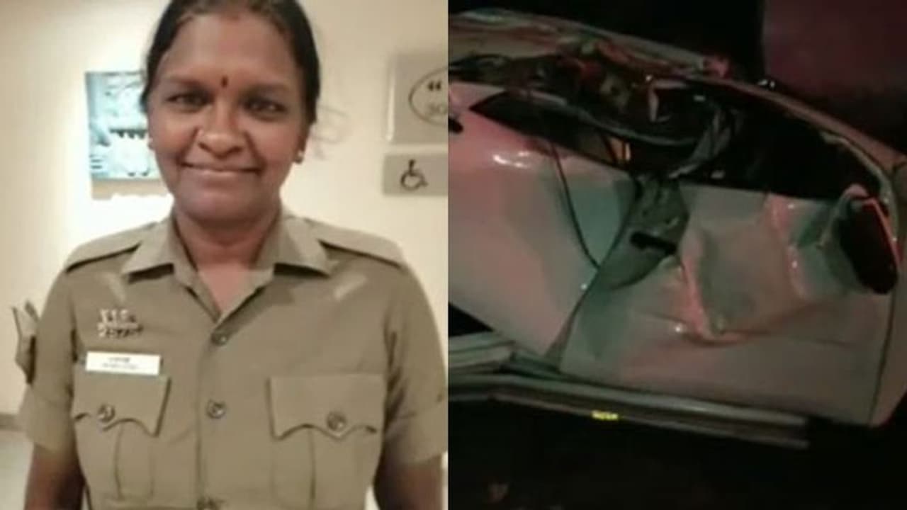 வேலூரில் பயங்கரம்... பறக்கும்படை கார் மீது லாரி நேருக்கு நேர் மோதல்... பெண் போலீஸ் தலை நசுங்கி உயிரிழப்பு..! வேலூரில் பயங்கரம்... பறக்கும்படை கார் மீது லாரி நேருக்கு நேர் மோதல்... பெண் போலீஸ் தலை நசுங்கி உயிரிழப்பு..!