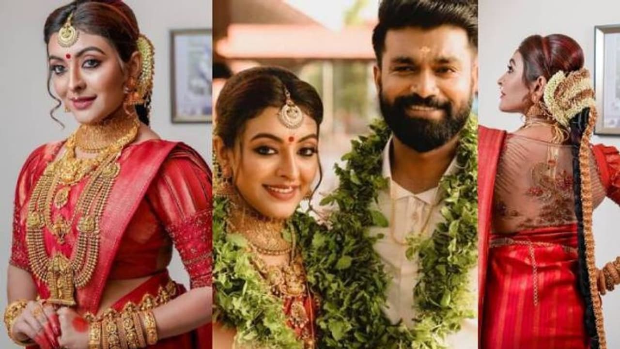 ചുവപ്പ് കാഞ്ചീപുരം സാരിയില്‍ മനോഹരിയായി നടി ദുർഗ കൃഷ്ണ; വിവാഹ ചിത്രങ്ങള്‍ വൈറല്‍