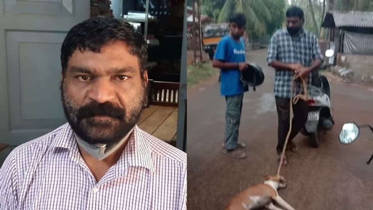 വളർത്തുനായയെ സ്കൂട്ടറിൽ കെട്ടി ടാറിട്ട റോഡിൽ വലിച്ചിഴച്ചയാൾ എടക്കരയിൽ അറസ്റ്റിൽ വളർത്തുനായയെ സ്കൂട്ടറിൽ കെട്ടി ടാറിട്ട റോഡിൽ വലിച്ചിഴച്ചയാൾ എടക്കരയിൽ അറസ്റ്റിൽ