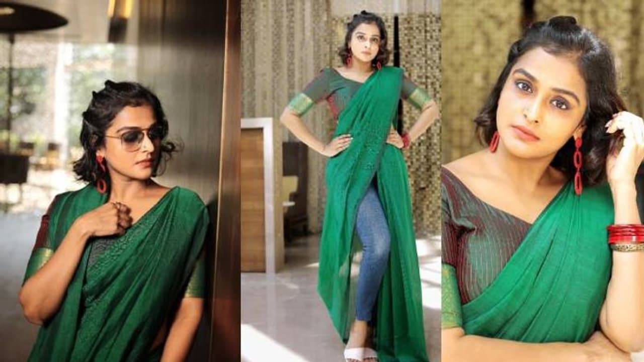 ജീന്‍സ് സാരി ഫ്യൂഷനുമായി രമ്യ നമ്പീശന്‍; ചിത്രങ്ങള്‍ വൈറല്‍