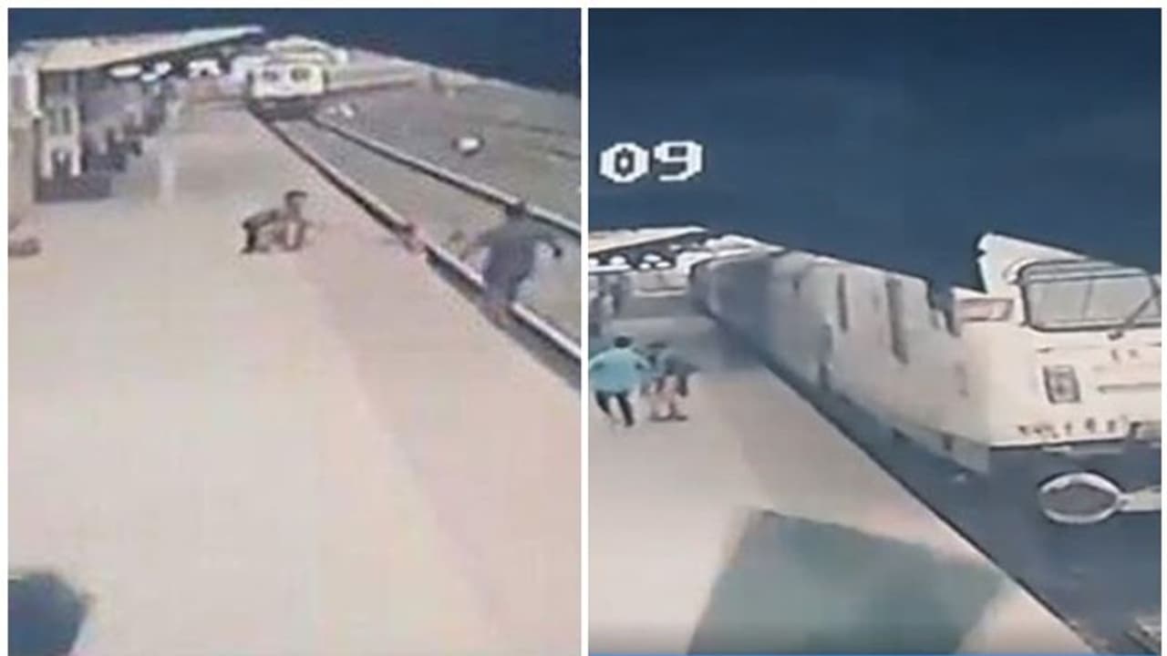 പാഞ്ഞടുക്കുന്ന ട്രെയിന് മുന്നില്‍ നിന്ന് കുട്ടിയെ രക്ഷിച്ച 'സൂപ്പര്‍മാന്‍' വീഡിയോ