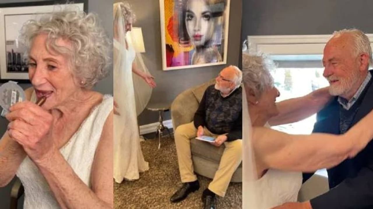 അമ്പതാം വിവാഹവാര്‍ഷികത്തിന് വിവാഹദിനത്തിലെ അതേ ഗൗണ്‍ ധരിച്ച് മുത്തശ്ശിയുടെ സര്‍പ്രൈസ്; വീഡിയോ