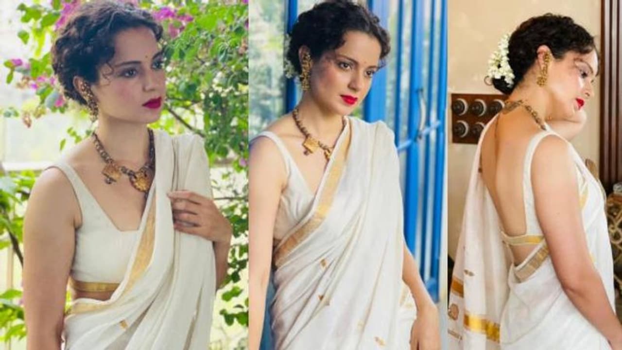 സെറ്റ് സാരിയില്‍ മനോഹരിയായി കങ്കണ റണൗട്ട്; ചിത്രങ്ങള്‍ വൈറല്‍