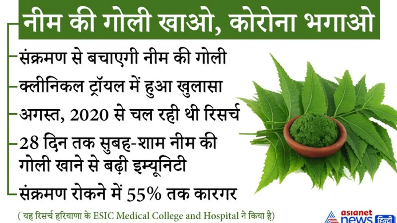 Good News: नीम की गोली खाने से भागेगा कोरोना, संक्रमण रोकने में 55 प्रतिशत तक कारगर Good News: नीम की गोली खाने से भागेगा कोरोना, संक्रमण रोकने में 55 प्रतिशत तक कारगर