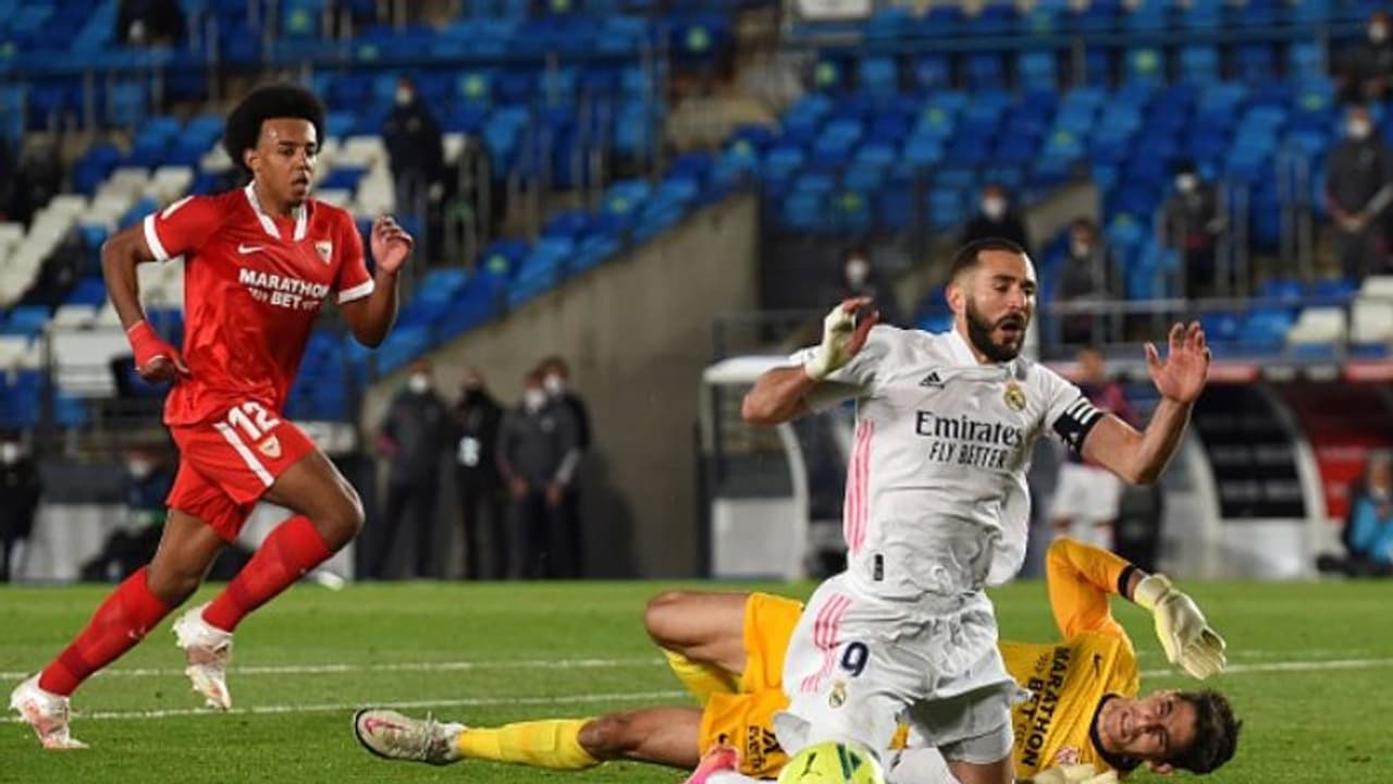 സ്പാനിഷ് ലീഗ് കിരീടം തുലാസില്; റയലിന് തിരിച്ചടി, സെവിയ്യയോട് സമനില സ്പാനിഷ് ലീഗ് കിരീടം തുലാസില്; റയലിന് തിരിച്ചടി, സെവിയ്യയോട് സമനില