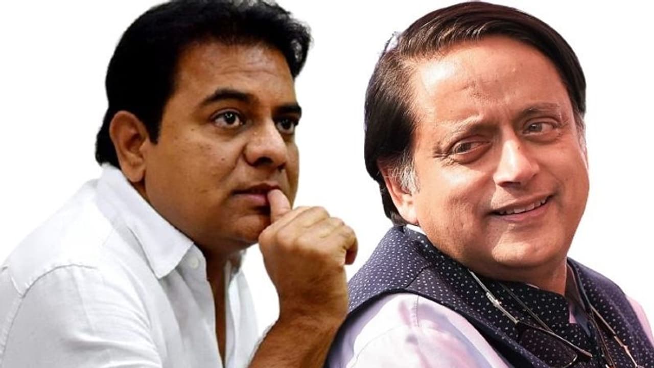 శశి థరూర్ మీద కేటీఆర్ సెటైర్ ... దెబ్బకు కేటీఆర్ తో దేవుడా అనిపించిన థరూర్