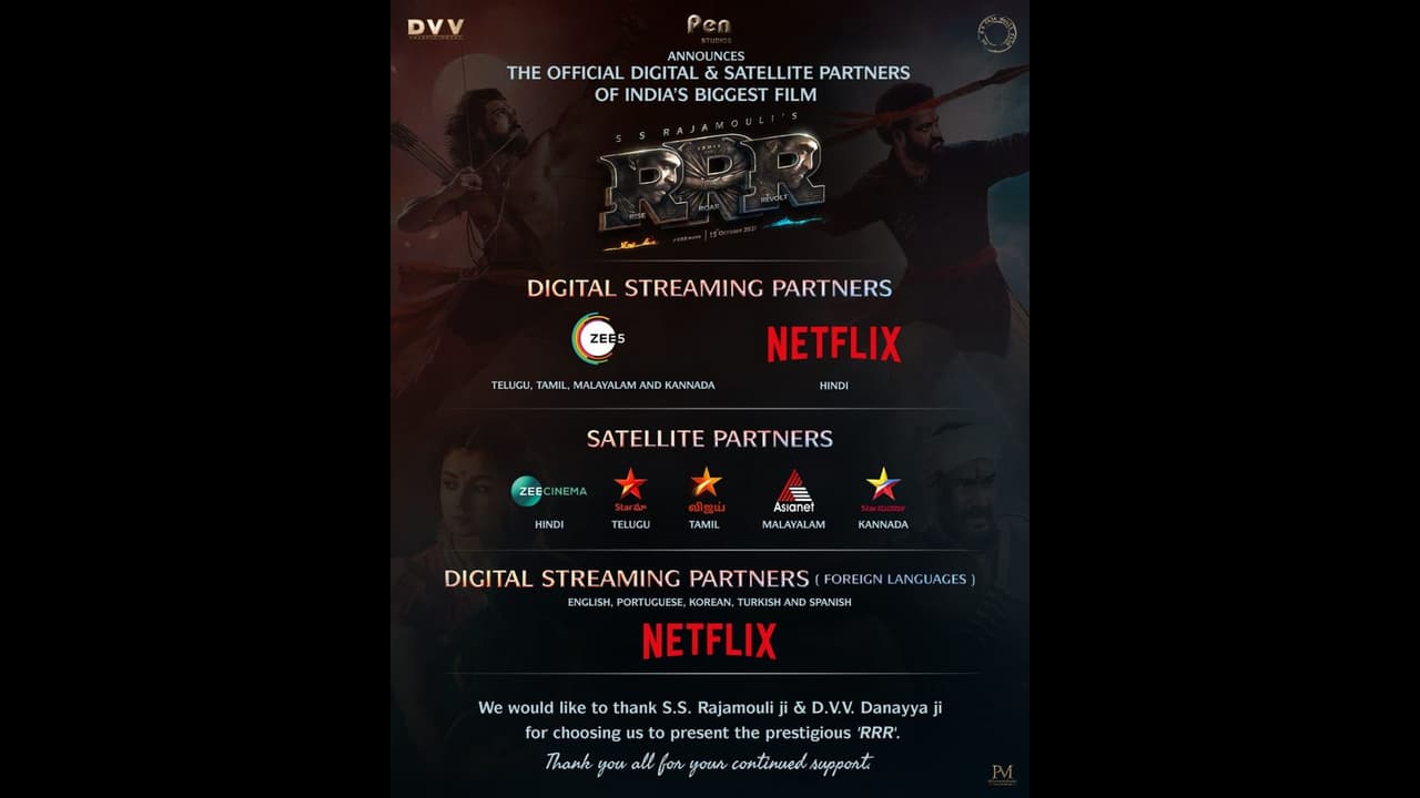 భారీ ధరకు ఆర్ ఆర్ ఆర్ శాటిలైట్, డిజిటల్ రైట్స్.. భాషల వారీగా ప్రసారమయ్యే ఛానల్స్ ఇవే!