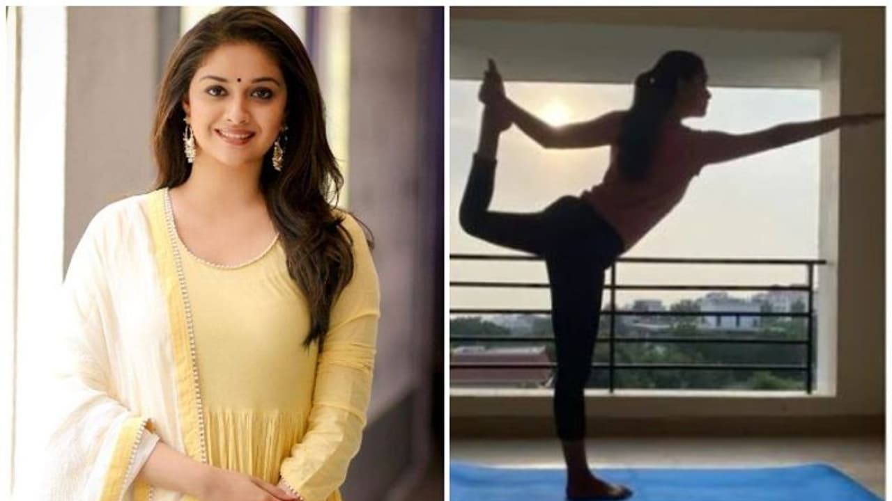 യോ​ഗ ചെയ്യുന്നതിന്റെ ചിത്രങ്ങള്‍ പങ്കുവച്ച് നടി കീർത്തി സുരേഷ്