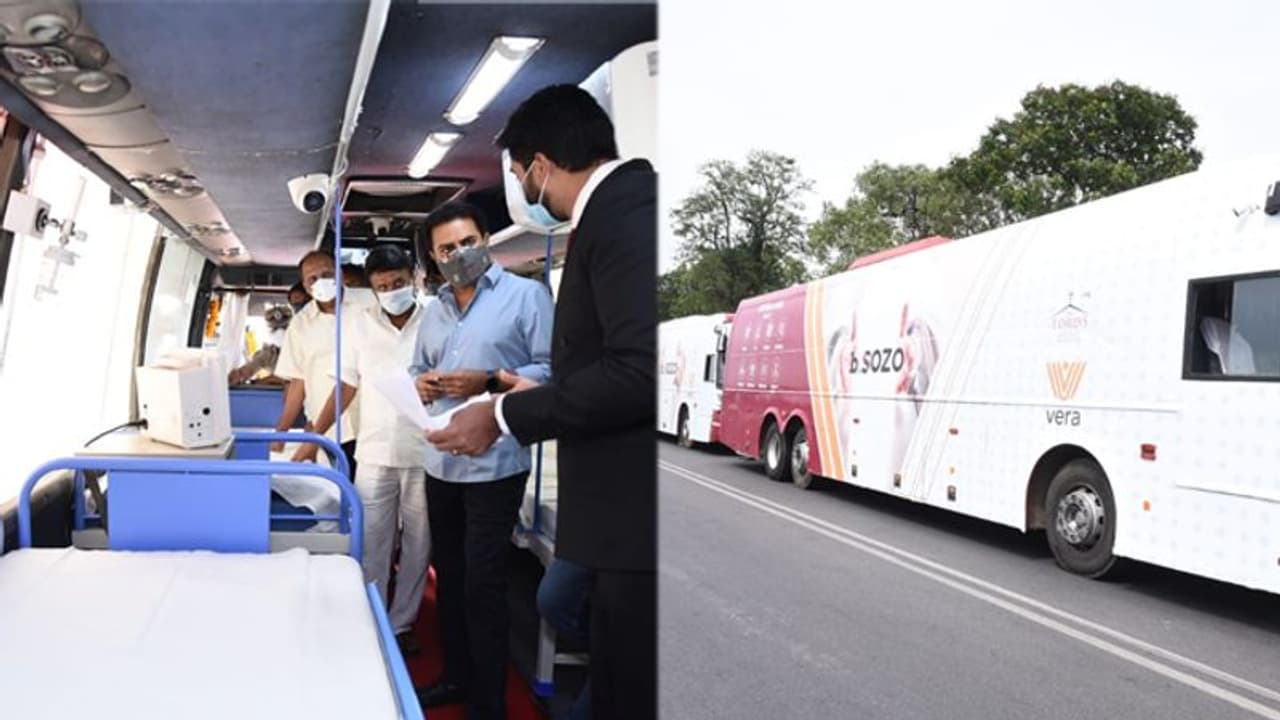 మారుమూల ప్రాంతాలకూ అత్యవసర వైద్యం.. మొబైల్ ఐసీయూ బస్సులు ప్రారంభించిన కేటీఆర్ మారుమూల ప్రాంతాలకూ అత్యవసర వైద్యం.. మొబైల్ ఐసీయూ బస్సులు ప్రారంభించిన కేటీఆర్