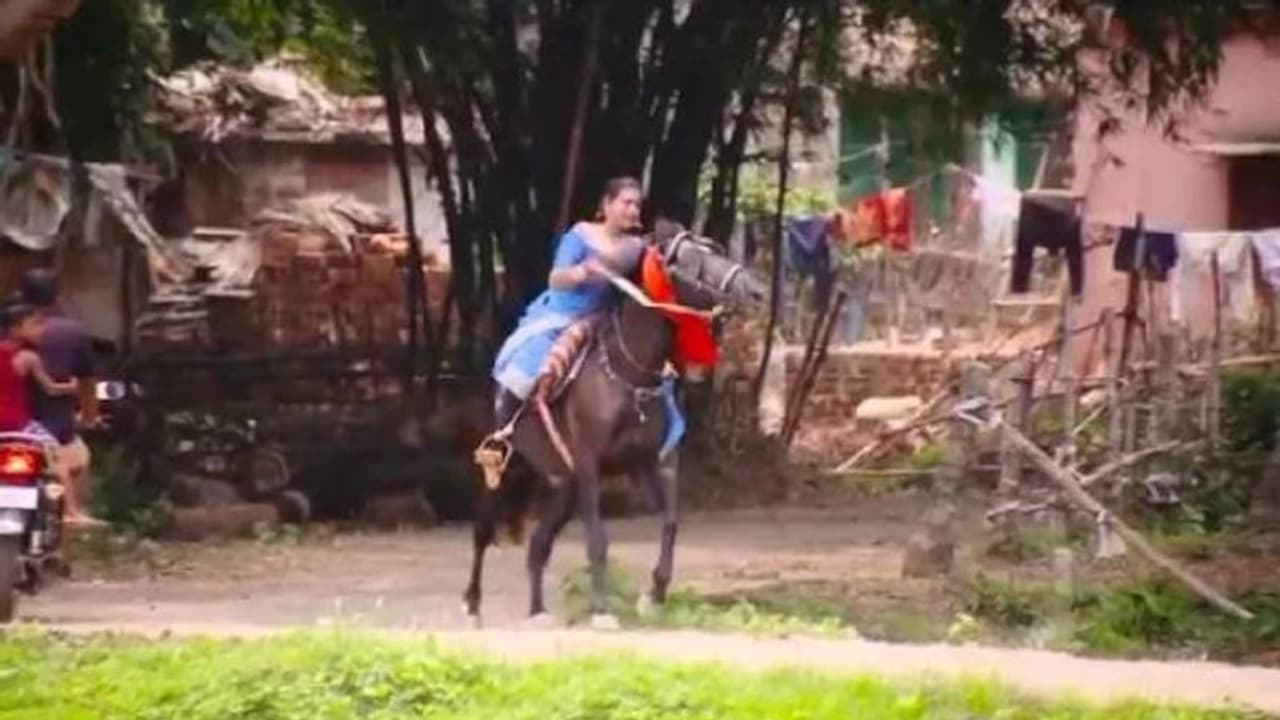 സാരിയില്‍ കുതിര സവാരി നടത്തുന്ന യുവതി; വീഡിയോ വൈറല്‍